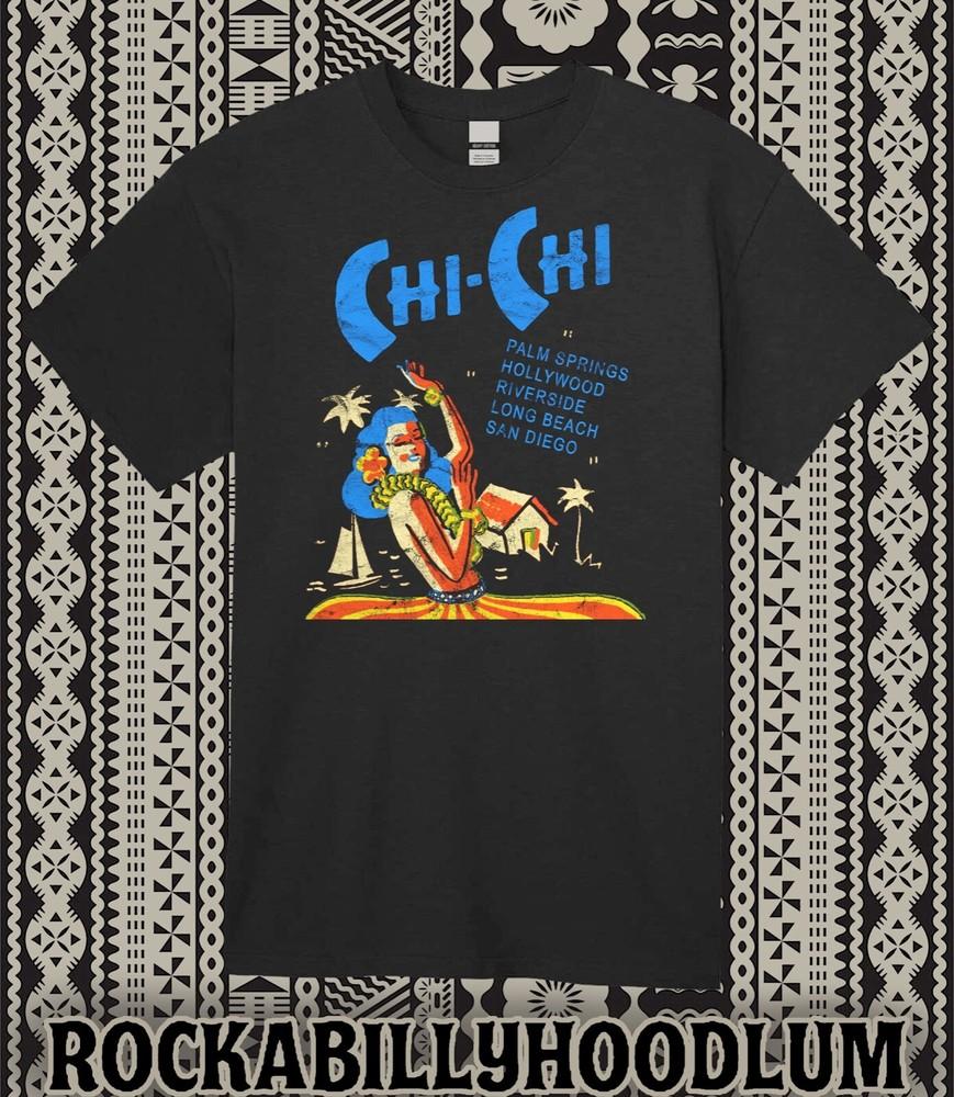 Retro Tiki Art Tee T Shirt Polynesian Mug Rum Tahitian Chi Chi Club CA Hula Unisex T-Shirt L