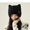 Cartoon Cat Ears Thick Knitted Hat Women's Bow Wool Hat Warm Hat