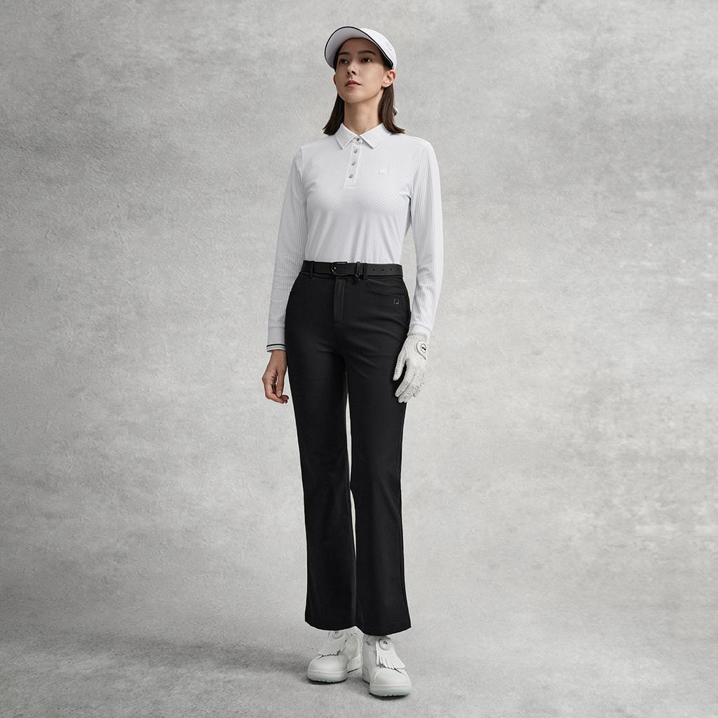 FILA Golf Series Simple Solid Color Comfortable Versatile Woven Casual Pants Women bottoms Deep-Black A11W615806FBK