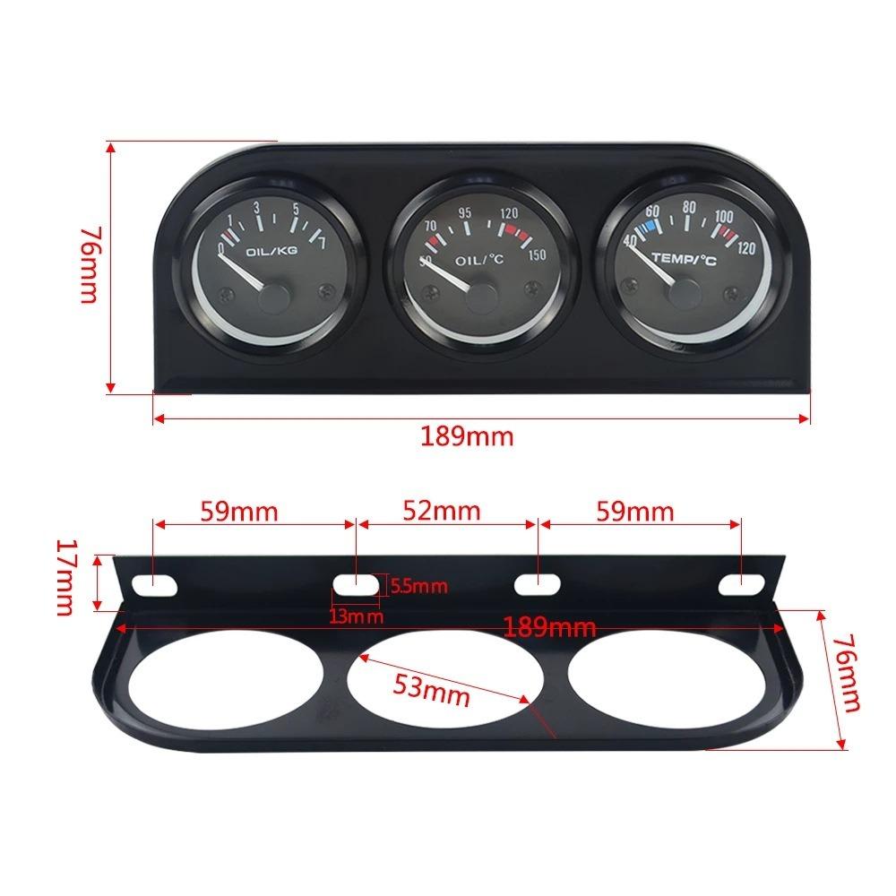 7.44 *3*0.66Inch Gauge Mount Holder 3-Hole Triple Instrument Panel Shell  Voltage Meter