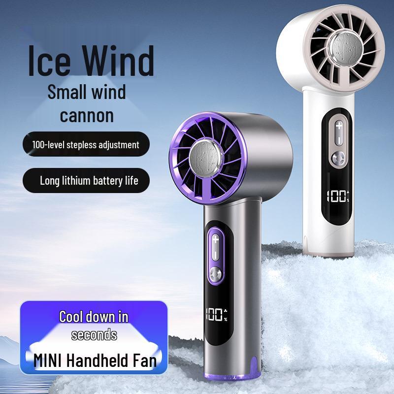 2025 Portable High-Speed Handheld Fan: Smart Digital Display, USB Rechargeable, Mini Size for Outdoor Use