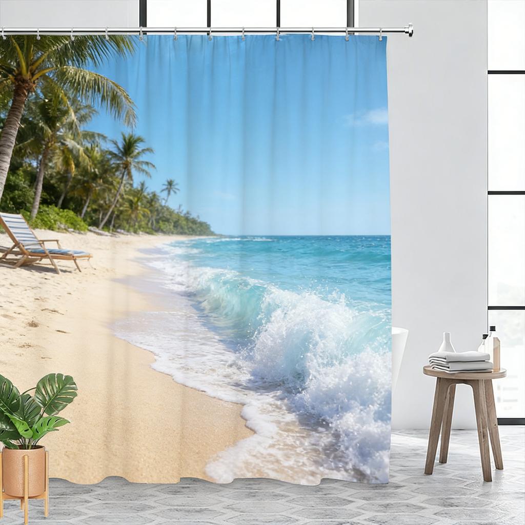 Vibrant Underwater Coral Reef with Sea Turtle & Clownfish Waterproof Shower Curtain for Bathroom Decor