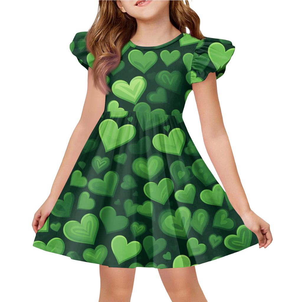 Girls' Summer Princess Dress - A-Line T-Shirt Dress St. Patrick's Day