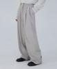 CHICKS Airy Double-Pleat Wide Slacks Light Gray