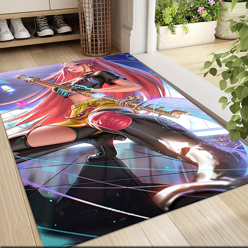 Fantasy Warrior Girl Carpet Rug Soft Washable Antislip Home Living Room Sofa Mats Personalized Christmas Rug
