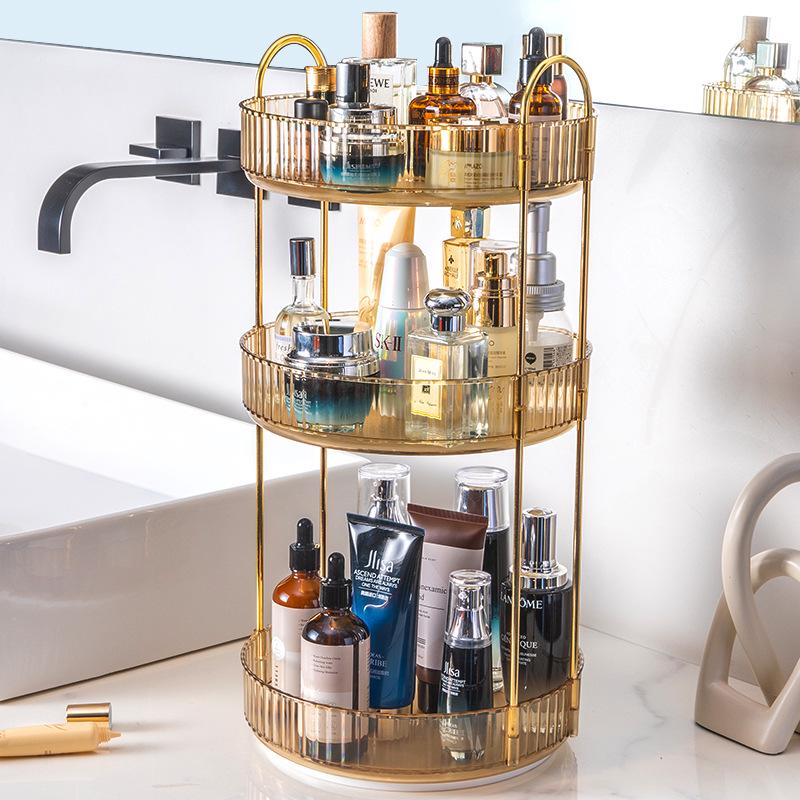 Luxury Rotating Cosmetic Organizer: Bathroom Shelf & Dressing Table Storage for Lipsticks & Skincare Products
