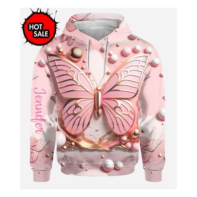 New Arrivals Men's Butterfly Graphic Hoodies 3D American Flag Print Sweatshirts Fashion Girl Women Oversized Pullovers Clothing