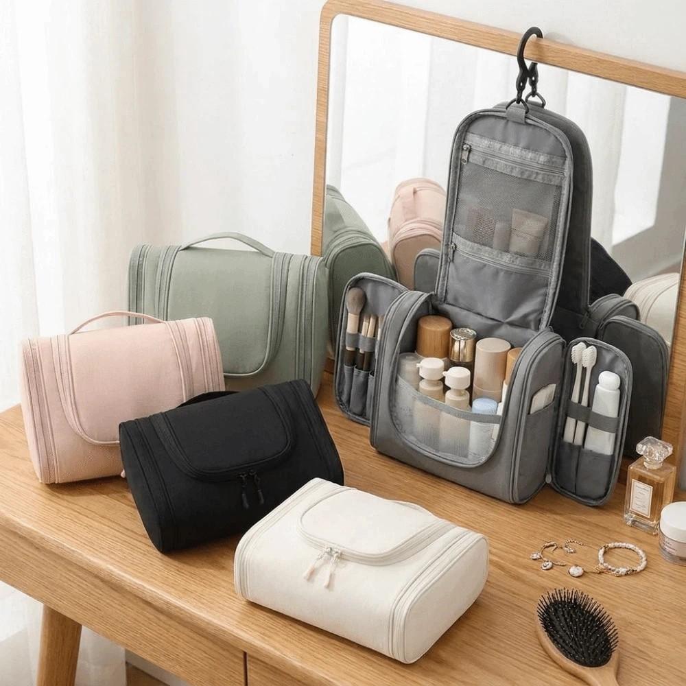 Three Zipper Hanging Toiletry Bag Large Capacity Cosmetic Bag Fashion Make Up Bags Unisex