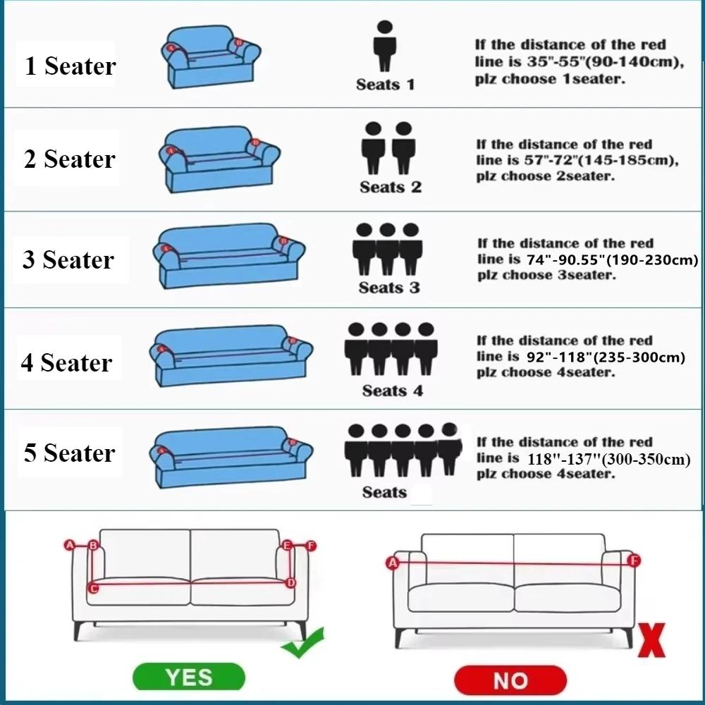 1/2/3/4/5 Seater Jacquard Sofa Slipcover Non-slip Sofa Cover with Skirt Elastic Couch Cover for Bedroom Office Living Room Decor