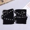 Y2K Punk Studded Gloves Hip Pop Rivet Fingerless Glove Gothic Adjustable Cross Wrap Arm Sleeves Half Finger Mitten