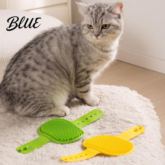 Pet Bath Brush Care Comb Strap Pad Cat Grooming 2Pcs Silicone Self Groomer With Cats