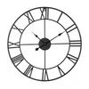 Large Black Skeleton Roman Numeral Wall Clock, Industrial Minimalist Silent Non-Ticking Metal Clock for Living Room Decor