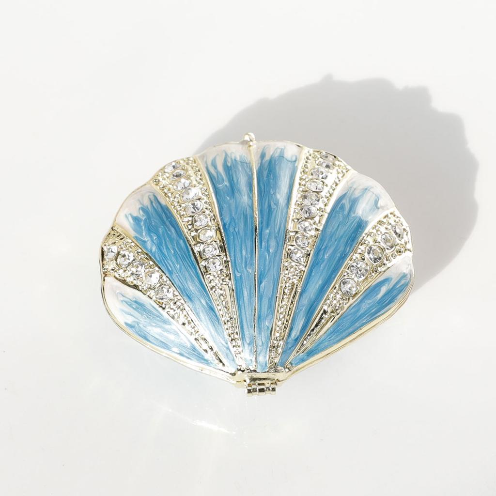 Scatola Portagioie a Forma di Conchiglia Blu Regalo Festa della Mamma Lega Scatola Portaoggetti Smalto Conchiglia Marina Scatolina