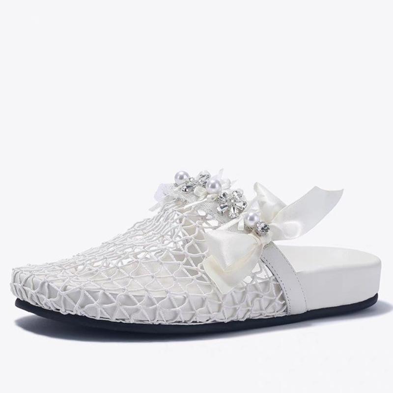 Flats Women Slippers Crystal Shoes Slingback Casual Shoes Summer Cozy Woman Sandals 2025 Designer Trend Zapatos Female