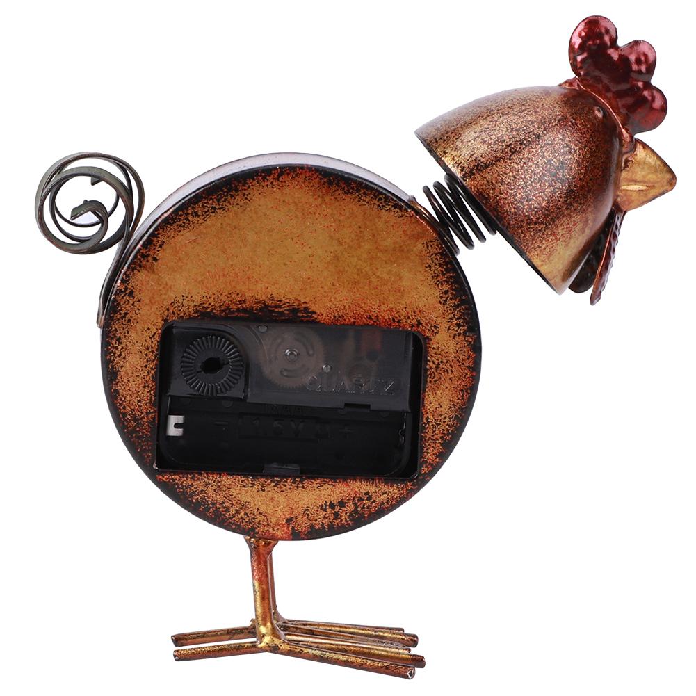 European Retro Style Chicken Shaped Iron Clock Desk Table Clock Home Ornament Craft Gifts