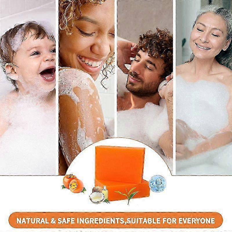 Persimmon Soap Bar for Body Odor Control Purifying Deodorizing Body Wash with Goat Milk for Eliminating Body Odor for Skin Brightening, Natural Deod