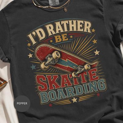 Skateboarding T-Shirt, Retro Graphic Tee with Vintage Skateboard Design