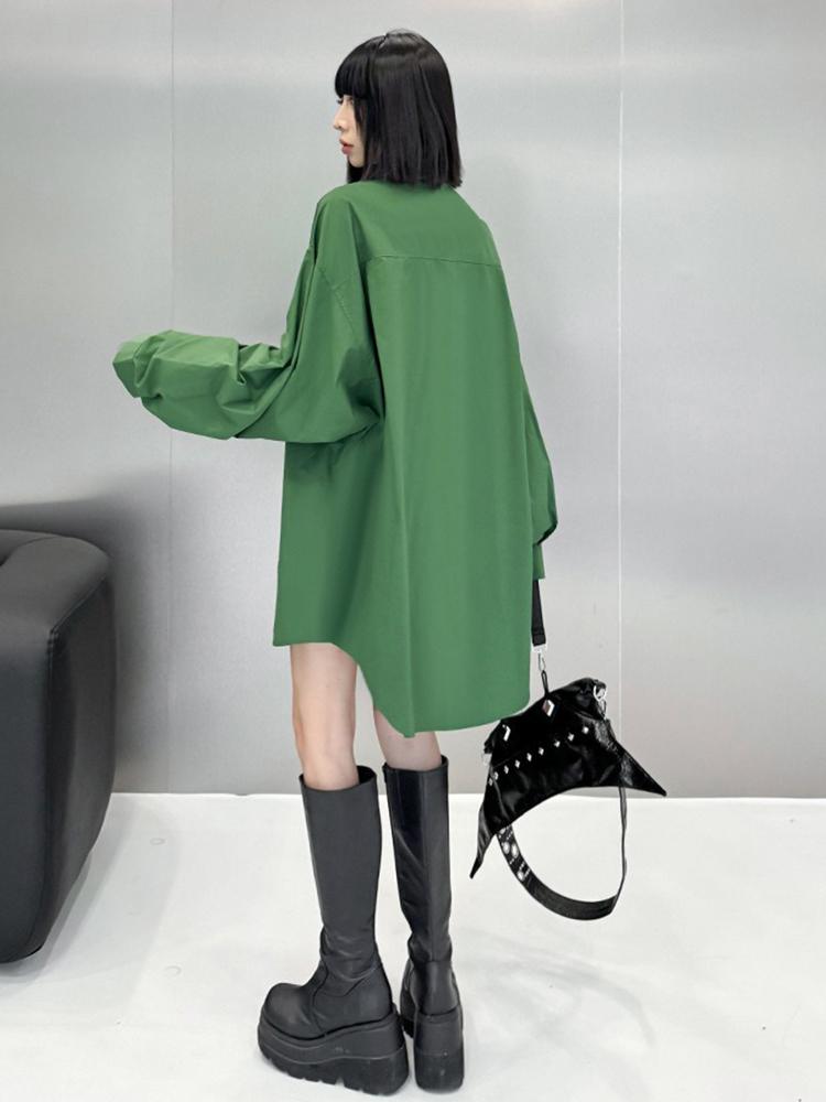 Xitao Einreihiges Umlegekragen-Hemd mit Tasche für Damen LJ1027