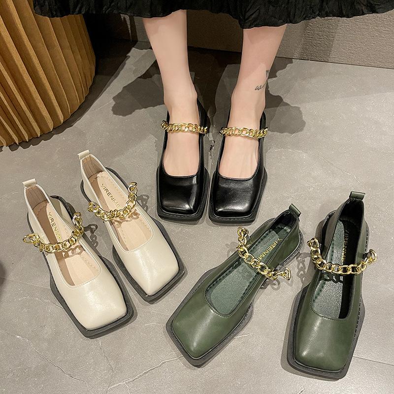 women's outdoor shoes Ladies Casual Loafers british style metal chain design banquet and office 41-43