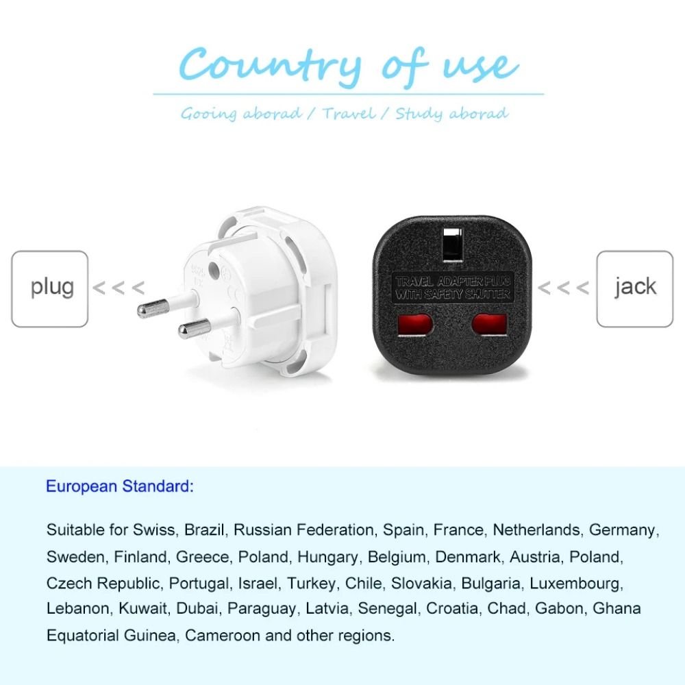 Power Charger Travel Adapter Wall Socket Outlet Connector Durable UK To EU Converter
