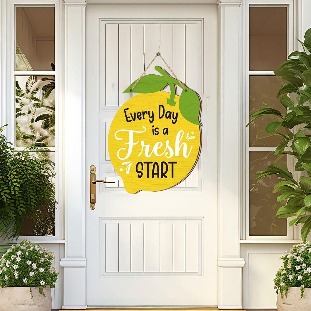 Funny Summer Lemon Signs Cartoon Welcome Hanging Board Lemon Wall Ornaments  For Home Room Party