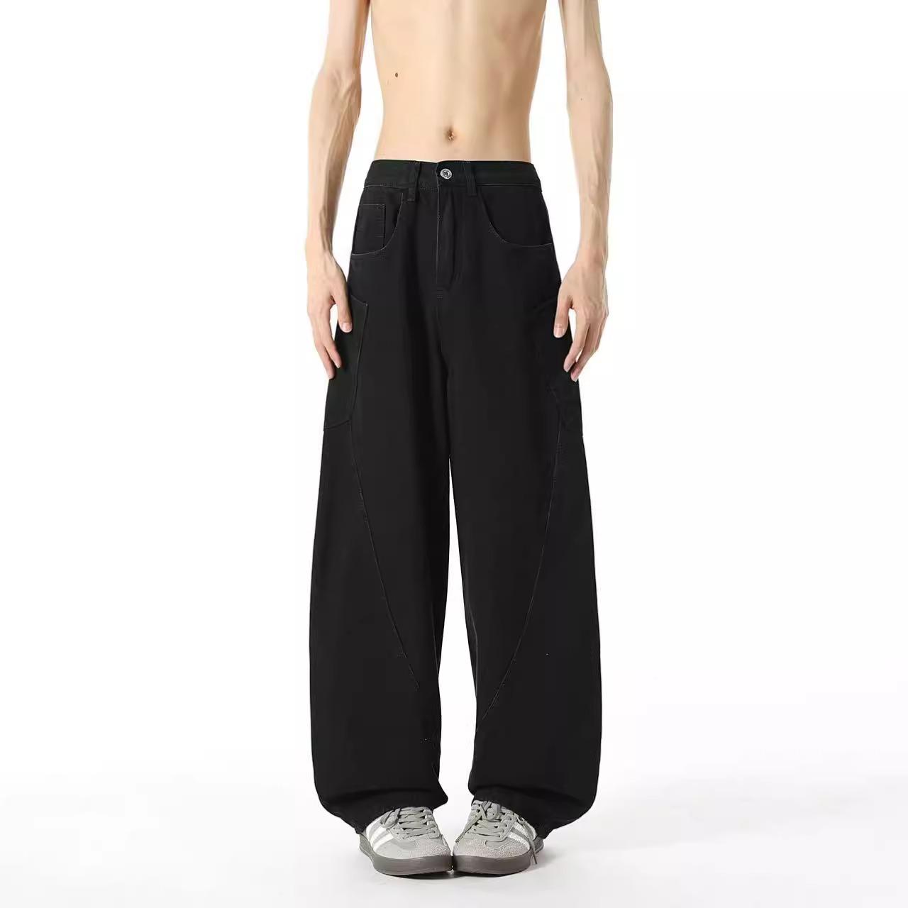 

Мужские джинсы прямого кроя Scythe: Брюки карго широкие, свободного кроя, в американском весенне-осеннем стиле L чёрный