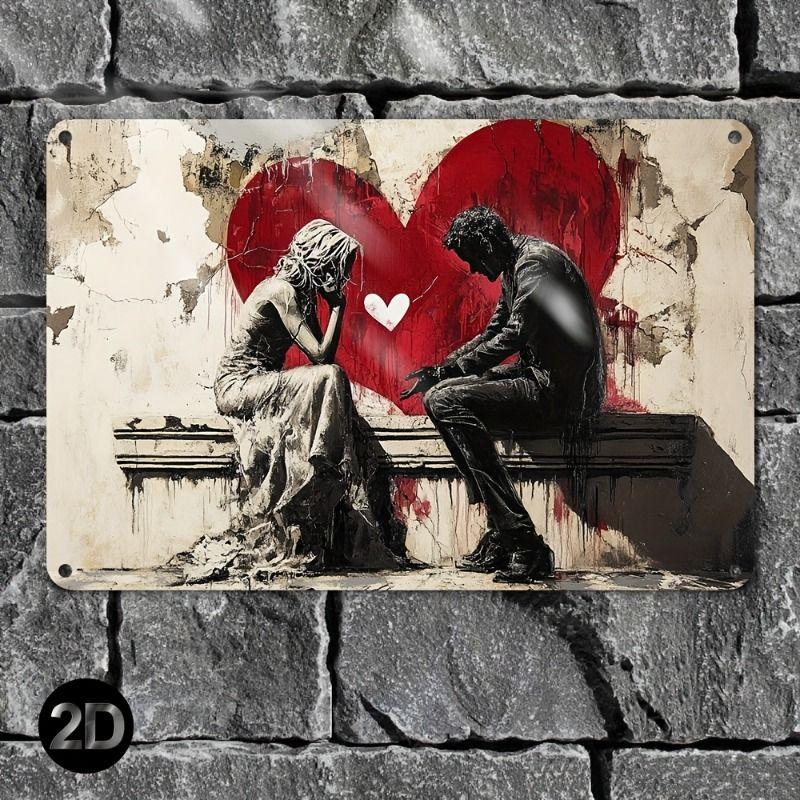 

Vintage Valentine s Day Metal Decorative Painting Gift for Couples Bedroom Living Room Cafe