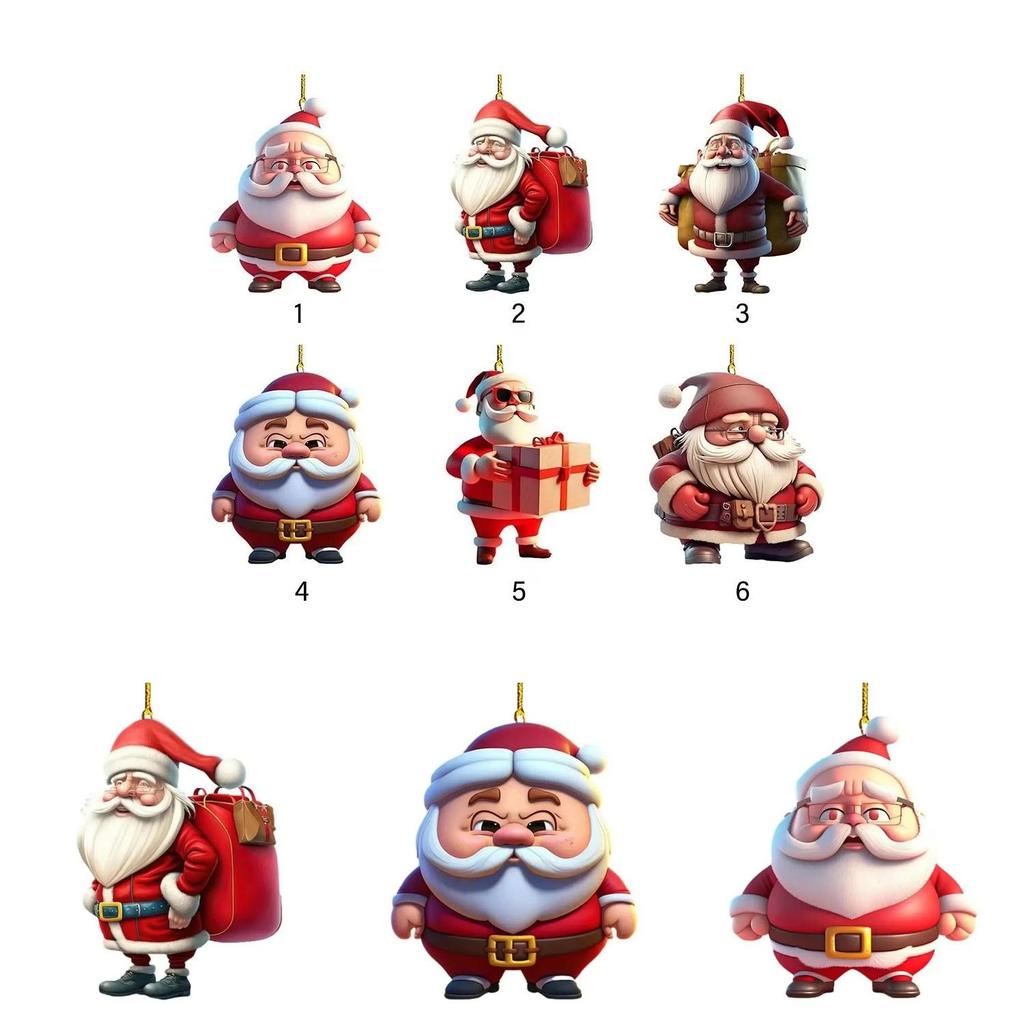 Christmas Themed Santa Claus Pattern Acrylic Pendant For Auto Interior Decor
