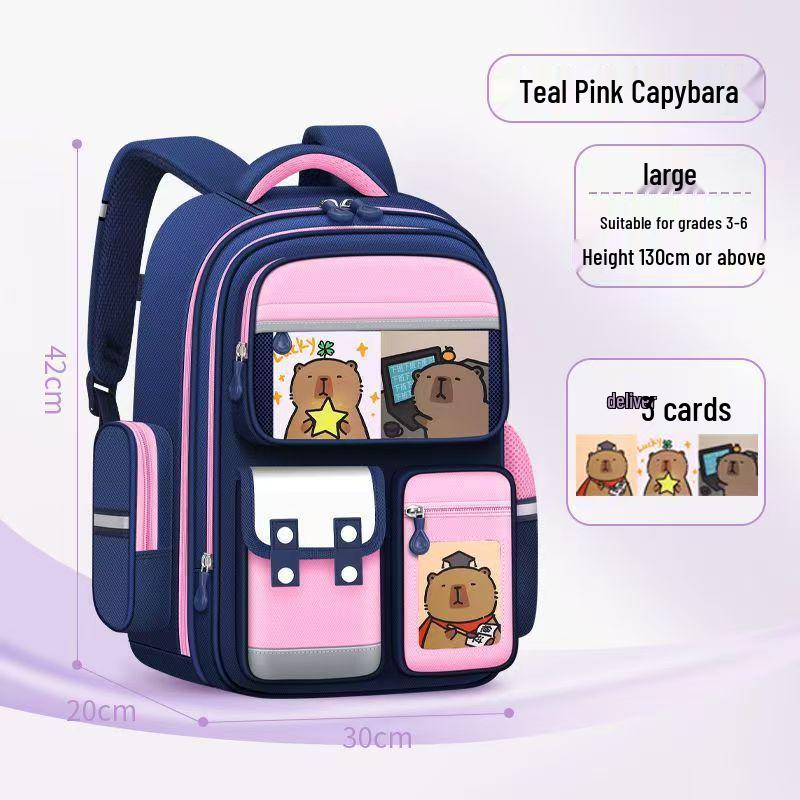 Kids' Lightweight Backpack with Spine Protection for Grades 1-6, Large Capacity, Ideal for Boys and Girls