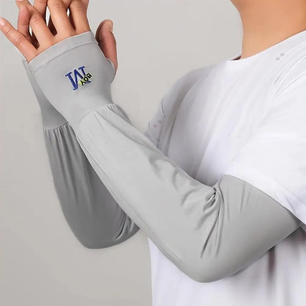 Men Long Half Finger Gloves Arm Sleeves Sun UV Protection Ice Cool Arm Cover For Cycling Fishing Climbing Sport