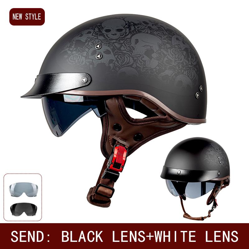 Retro Helmet Motorcycle Helmet Motorcycle Half Helmet Four Seasons Summer Wear Endoscopic Safety Hat Helmet Cruise Helmet Riding