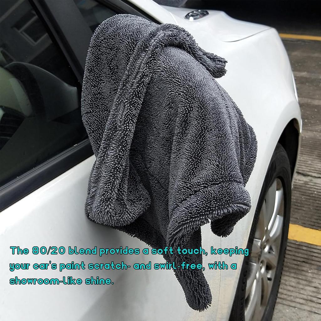 Microfiber Towels For Cars, 1200 GSM Ultra Thick 12.2"X12.2" Soft Car Detailing Drying Towel, Super Absorbent Double Twisted Loop Cloth Cleaning