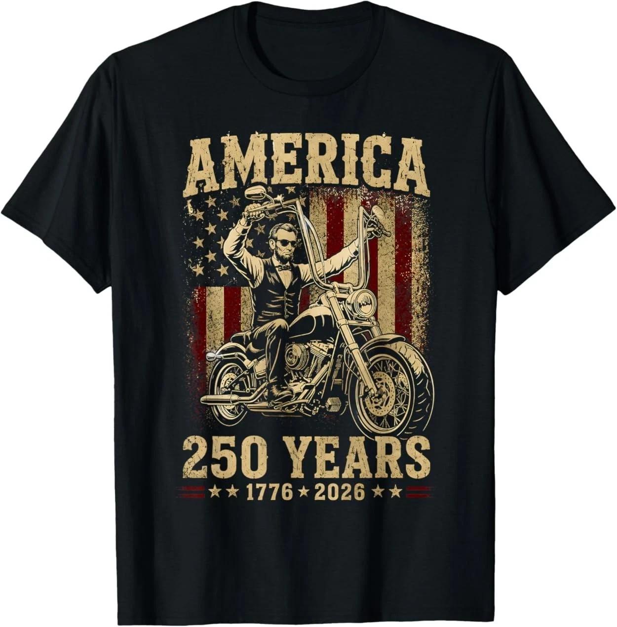 Vintage Abraham Abe Lincoln Riding a Motorcycle 250 Years T-Shirt S разноцветный
