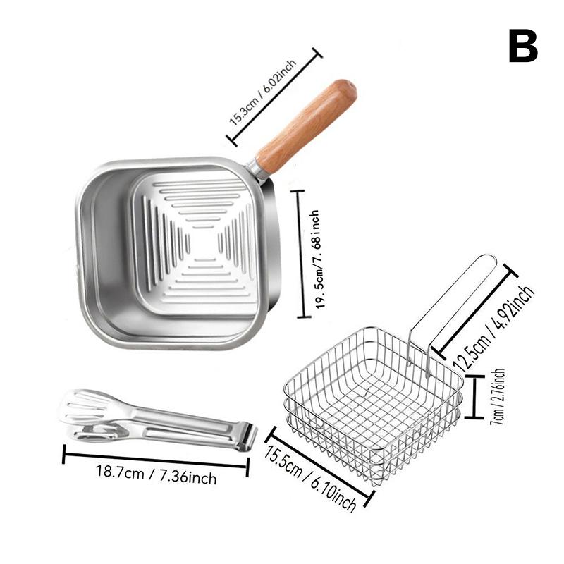 Deep Fryer Pot Stainless Steel Frying Pan Oil Saving Square Deep Frying Pan With Basket And Handle Versatile Deep Fryer With Lid