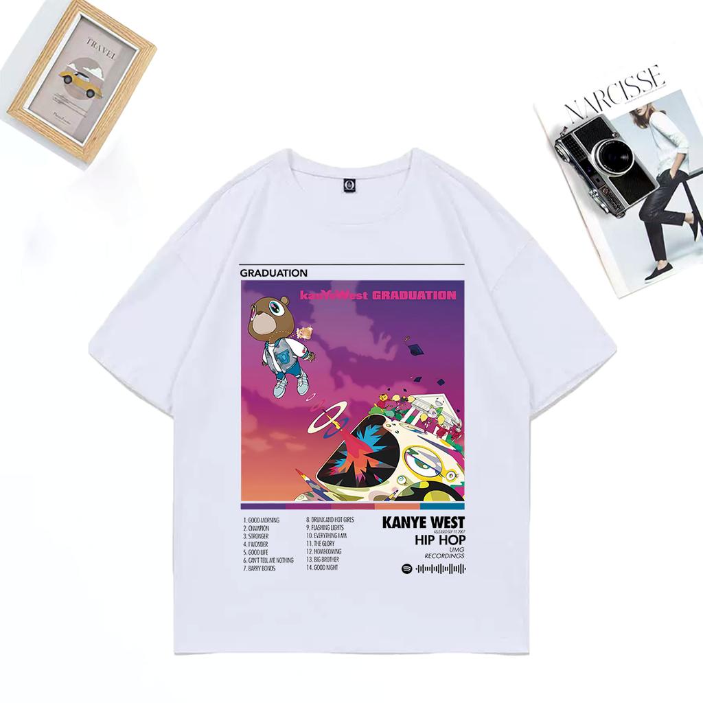 Rapper Kanye West Graduation Music Album vintage T Shirt Unisex WOMEN print streetwear Oversized short sleeve Cotton Unisex t shirt