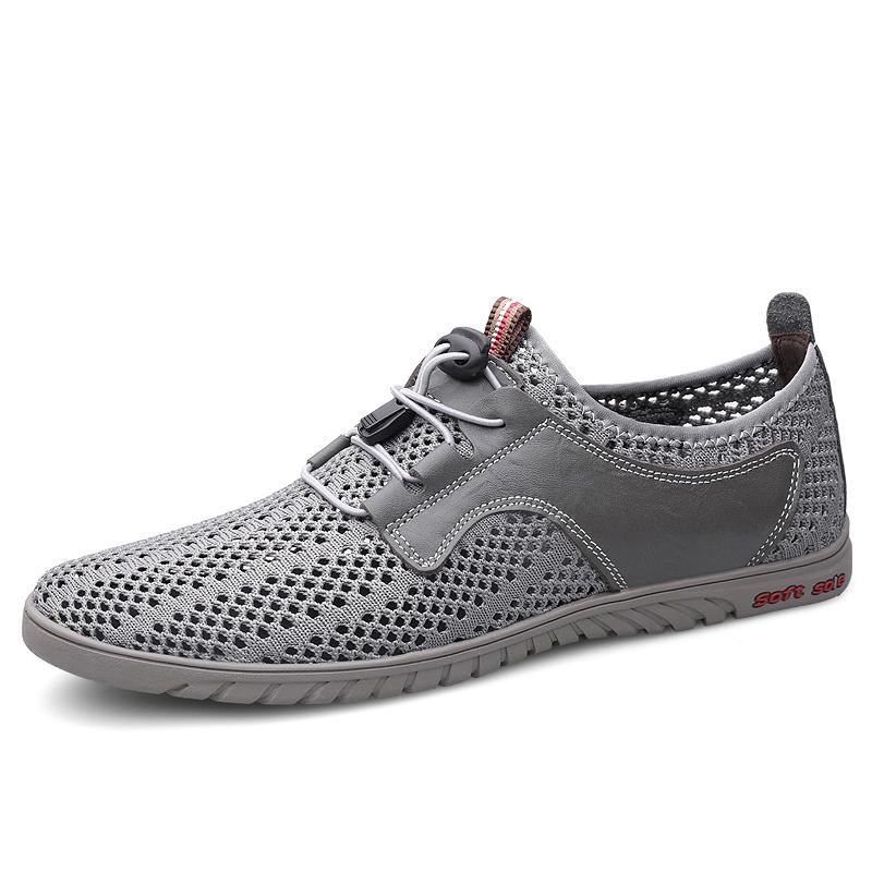 Fashion Handmade Men's Summer Sneakers Breathable Men Mesh Shoes Outdoor Casual Flats Comfortable Walking Treking Shoes Hollow Out Shoes