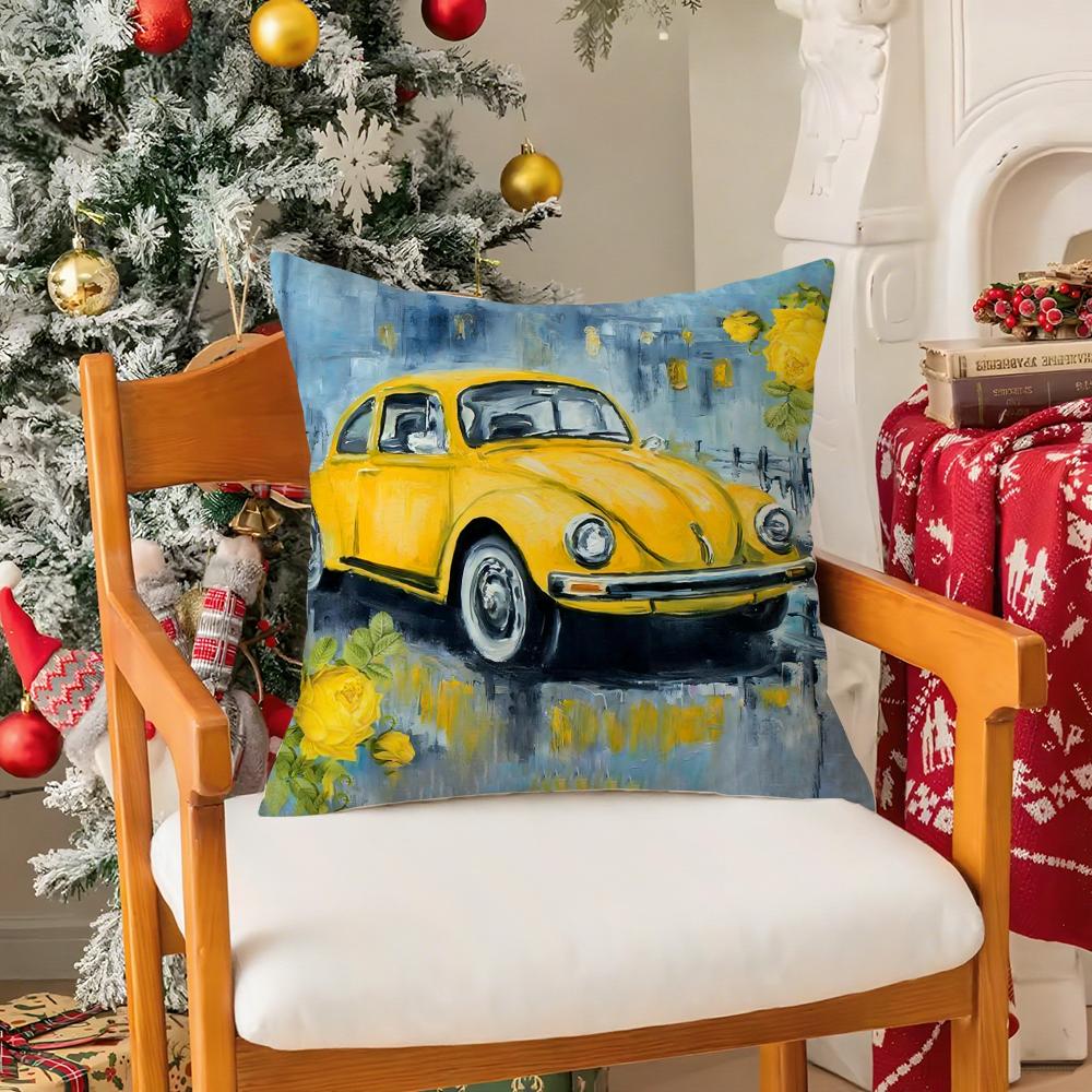 

Watercolor Car Pillow Case Silky elegant Comfort Sofa Bed Invisible zipper 30cmx30cm