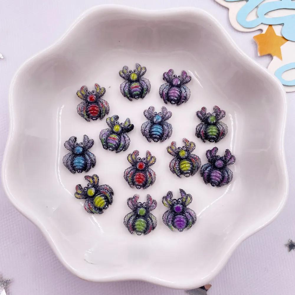 30 szt. Brokatowa żywica Kolorowe Kreskówkowe Pająki Nail Art Mini Figurki Flatback DIY Cyrkonie Scrapbook Biżuteria Akcesoria