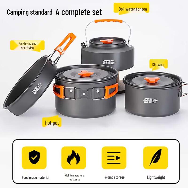 Explorer Outdoor Camping Cookware Set with Kettle