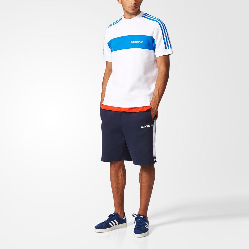 Adidas Originals Minoh Knitted Striped Slim Fit Letter Casual Shorts Men Shorts Legendary-Ink-Blue BR6884