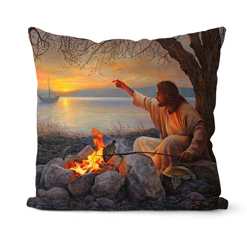 Home Decor Vintage Jesus Eckkissenbezug Christlicher Kissenbezug Heim Sofa Stuhl Deko Kissenbezug