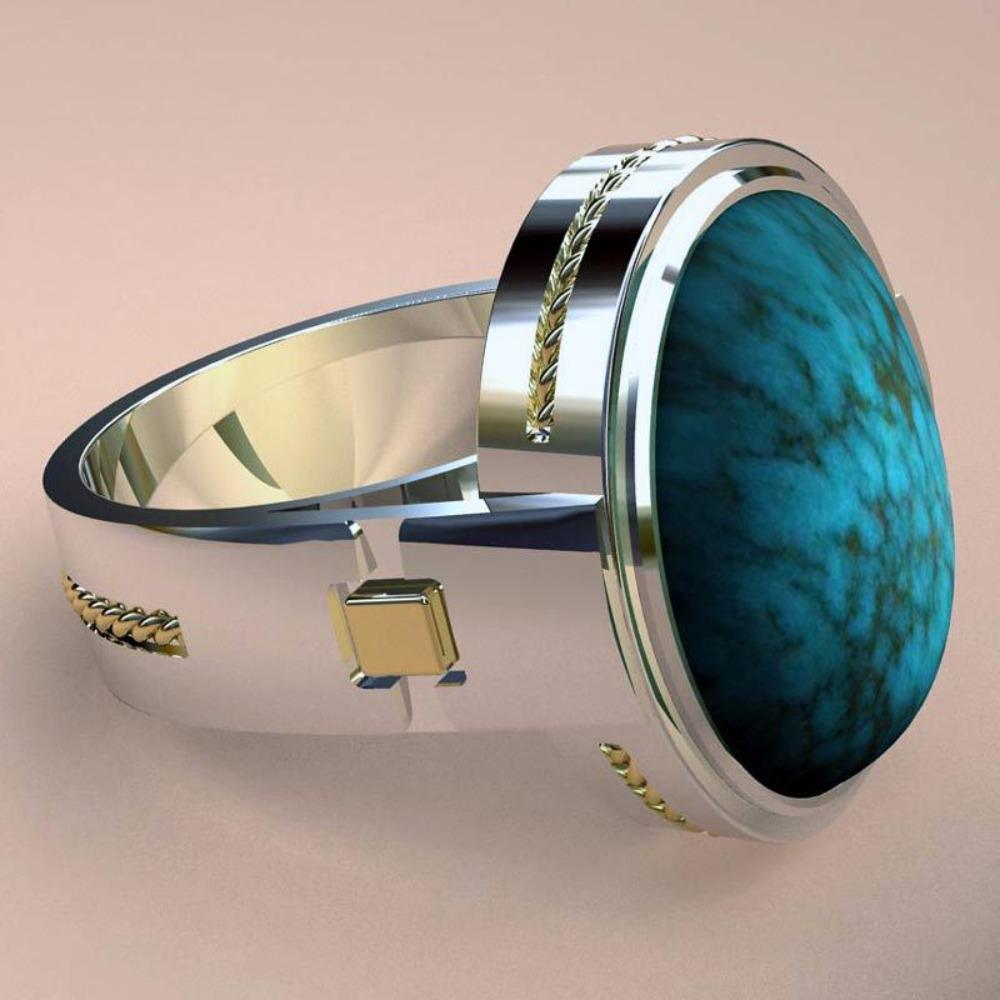 

Women Rings Oval Turquoise Gemstone Jewelry Fashion Statement Egg Shape Silver Ring no. 6