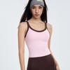 Women's Contrast Color Yoga Vest with Fixed Chest Pad - High-Strength Shockproof Sports Underwear.
