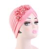4Pcs Women Turban National Style Diamond Flower Beanie Elastic Head Wrap Cap Chemo Headwear Accessories