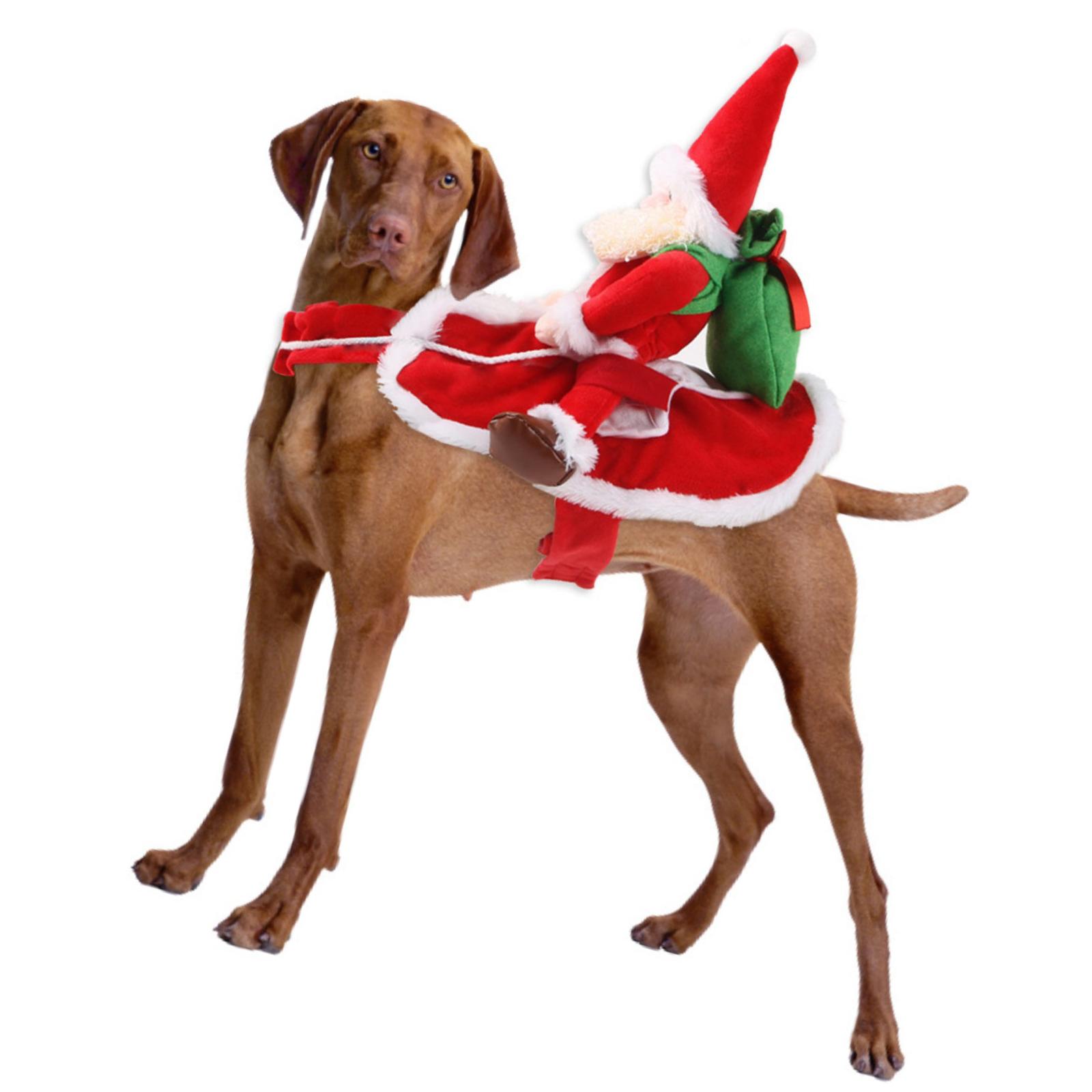 Christmas Theme Pet Dog Apparel Santa Riding Dog Costume Holiday Photography Clothing for Festival Event Dressingup S