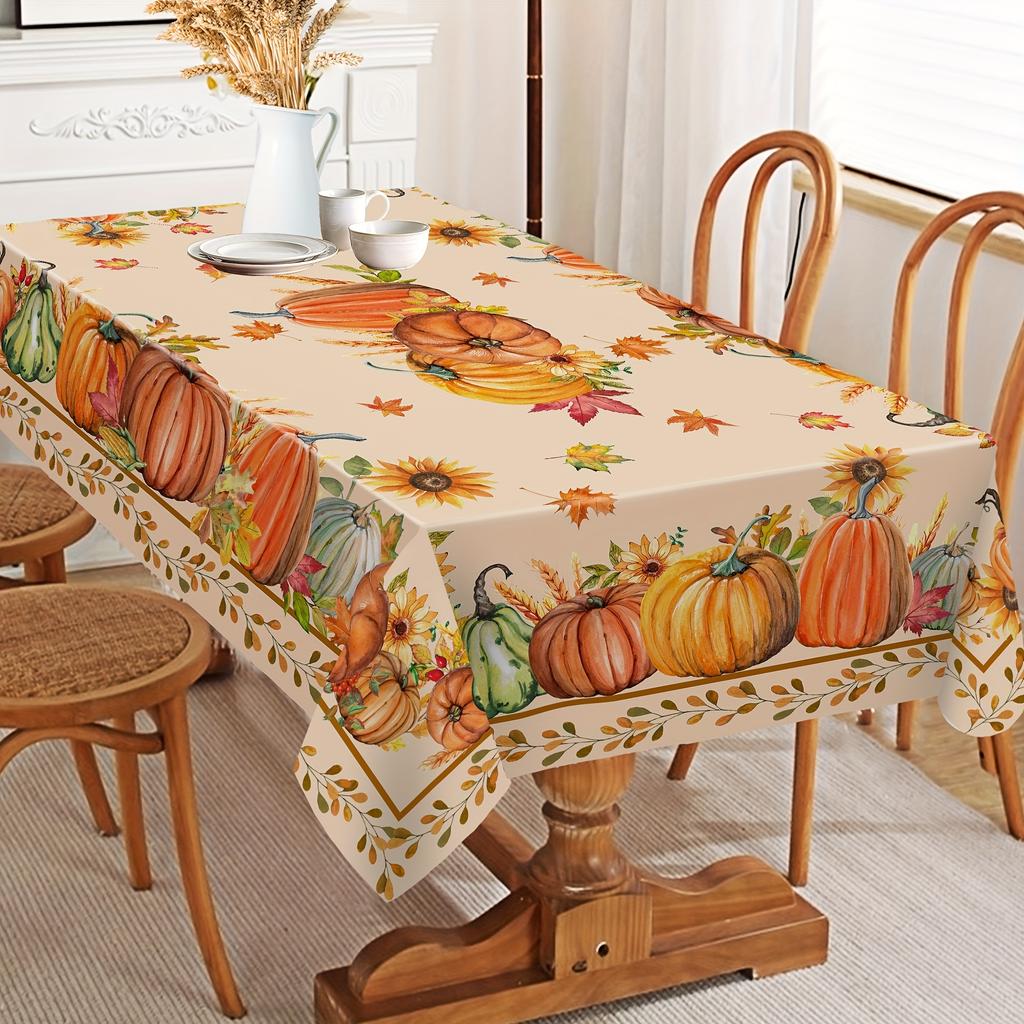 Thanksgiving Fall Pumpkin Rectangle Tablecloth Table Decor Autumn Sunflower Waterproof Table Cloths for Thanksgiving Decorations