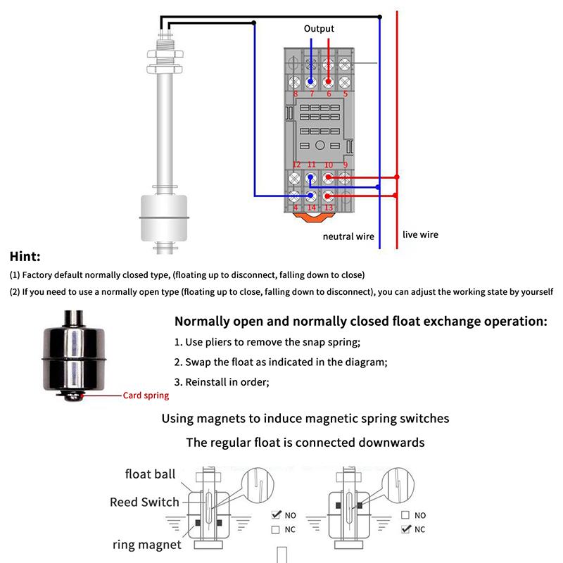 High Temperature Resistant Float Switch Stainless Steel Water Level Controller Automatic Level Sensor For Water Tower