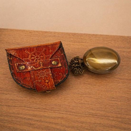 Brass Pocket Compass with Leather Case 5.08 cm Nautical Navigation Tool Handmade Gift Item