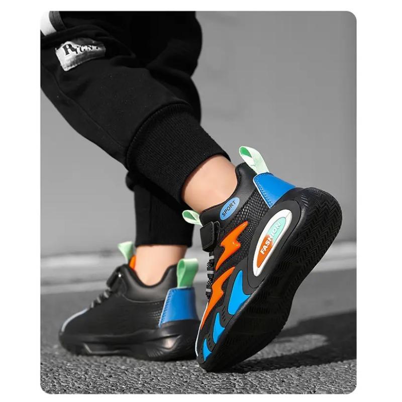 Kids High-top Sneakers Hook & Loop Non-slip Breathable Casual Sports Shoes for Boys