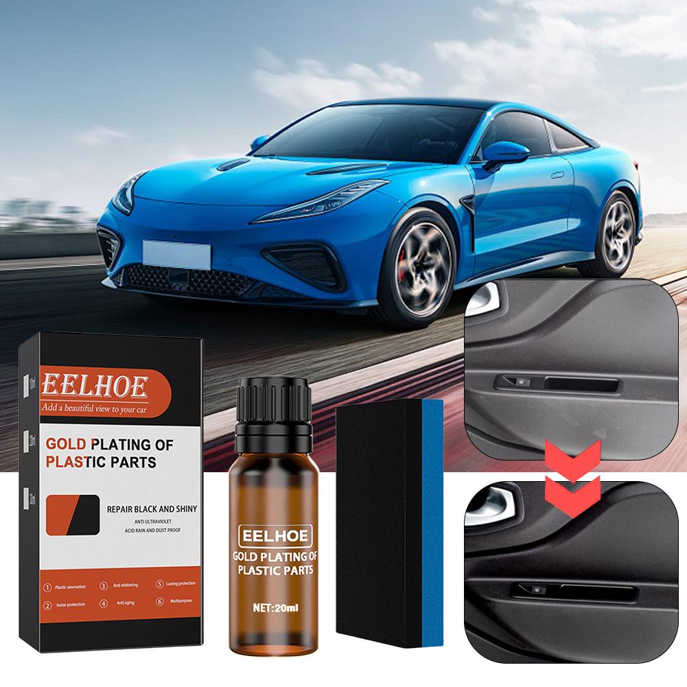 10/20/30ml Interior Plastic Parts Crystal Plating Agent Effective Repair Plastic Restorer Refresher with Sponge Auto Maintenance